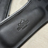 Spot Hermes leather H black flat slippers with matching black stitching – elegant women’s sandals.
