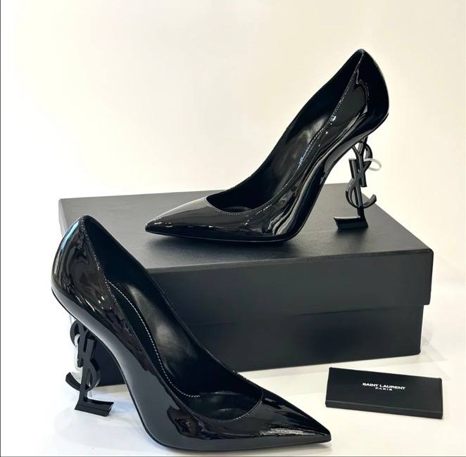 This shoe is a luxurious high heel from Saint Laurent (YSL)