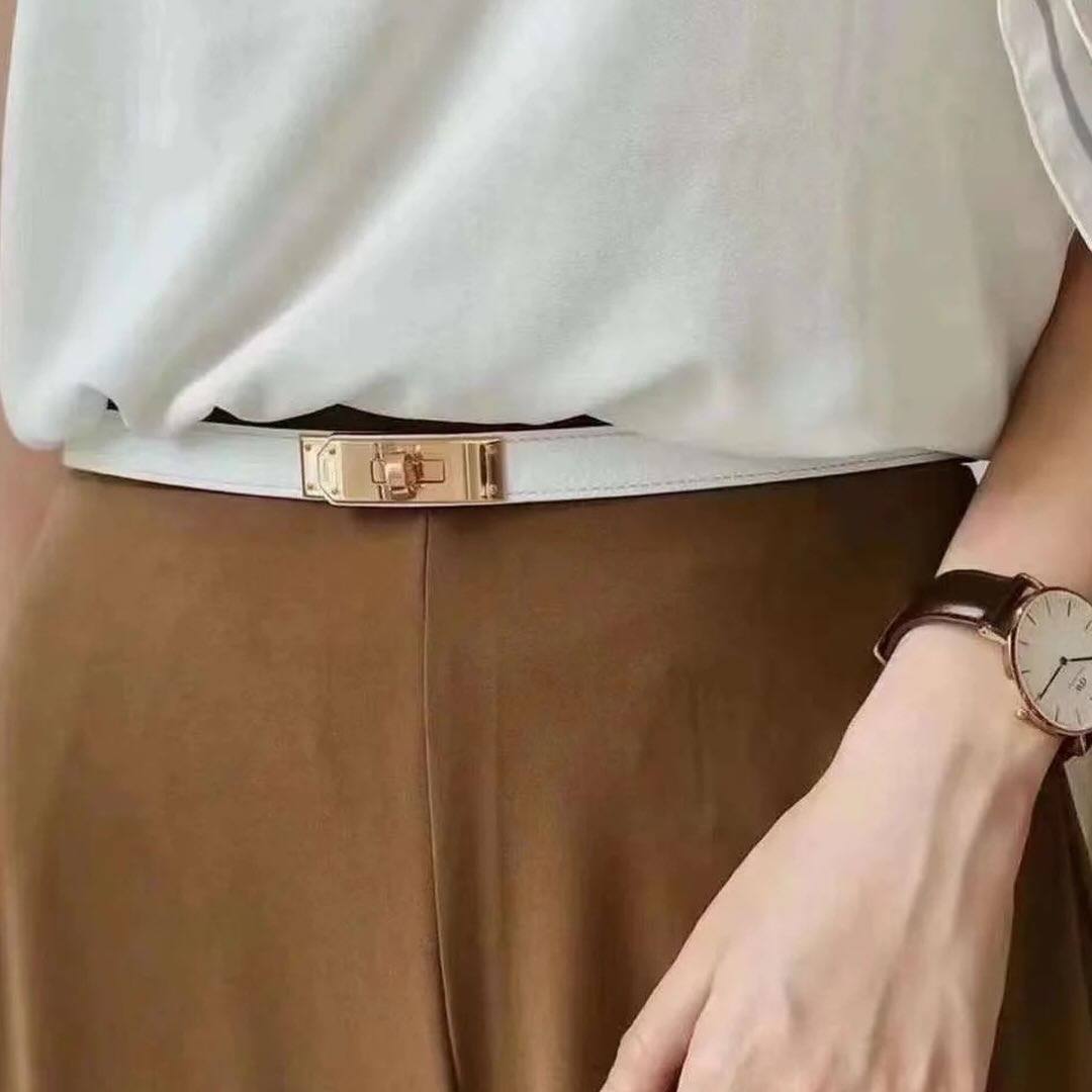 Luxury leather belt for women, wholesale designer belt with box packaging