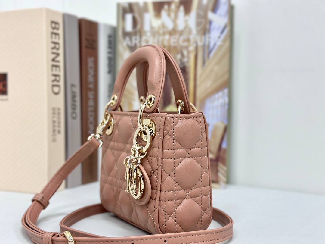 Dior mini handbag in red-brown lambskin.