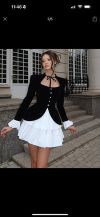 Elegant black and white two-piece dress