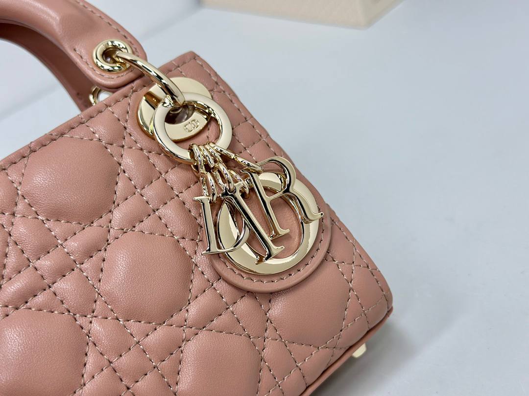 Dior mini handbag in red-brown lambskin.