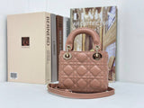 Dior mini handbag in red-brown lambskin.