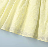 TINKOFF Summer Lemon Light Yellow Girly Low-Cut V-Neck Lace-Up Dress with Puff Sleeves Waist-Waist A-Line Dress