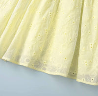 TINKOFF Summer Lemon Light Yellow Girly Low-Cut V-Neck Lace-Up Dress with Puff Sleeves Waist-Waist A-Line Dress