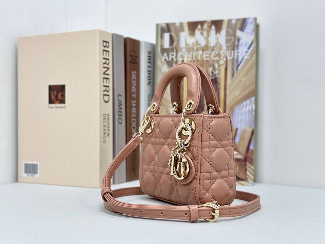 Dior mini handbag in red-brown lambskin.