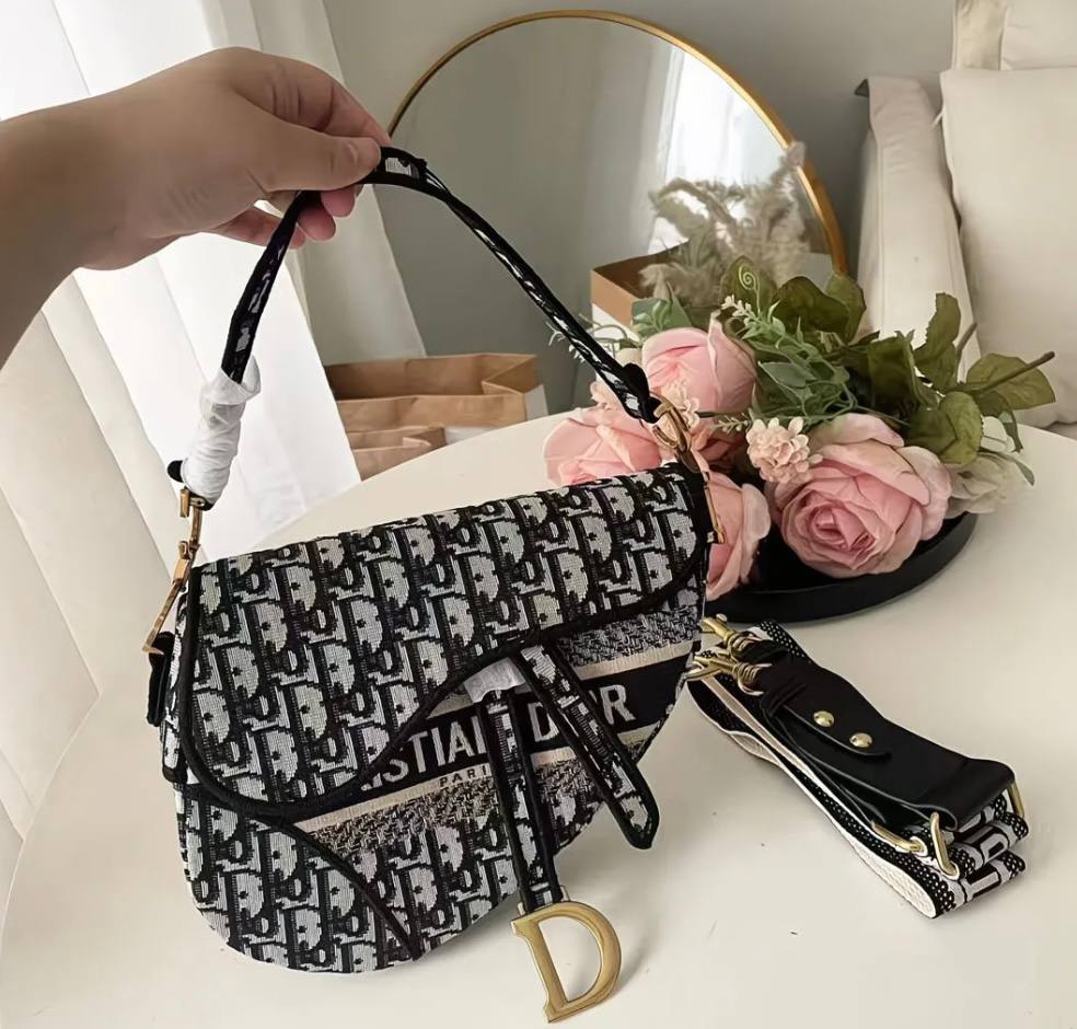 Luxury Dior Saddle Bag – Monogram Canvas with Adjustable Strap (All Colors)